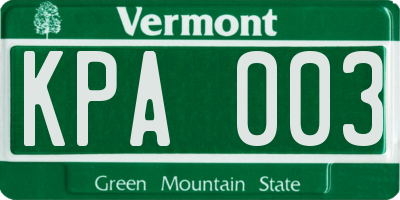 VT license plate KPA003