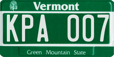VT license plate KPA007