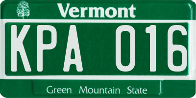 VT license plate KPA016