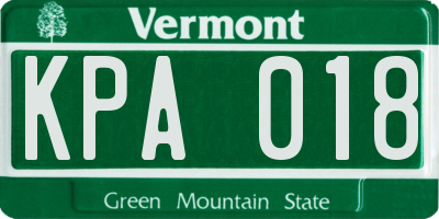 VT license plate KPA018