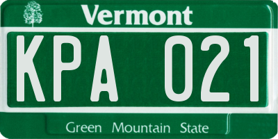 VT license plate KPA021