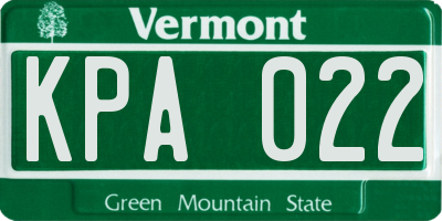 VT license plate KPA022
