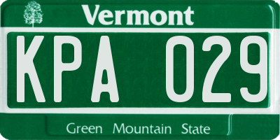 VT license plate KPA029