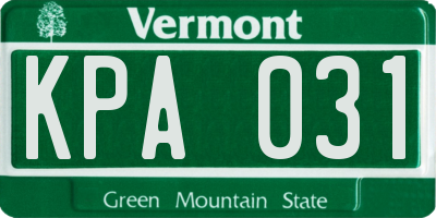 VT license plate KPA031