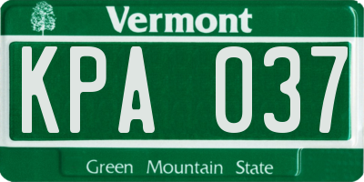 VT license plate KPA037