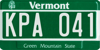 VT license plate KPA041