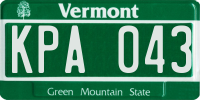 VT license plate KPA043