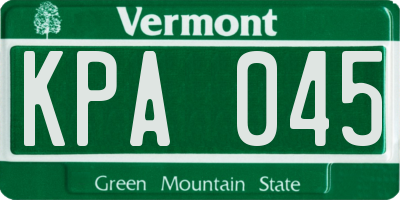 VT license plate KPA045