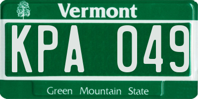 VT license plate KPA049