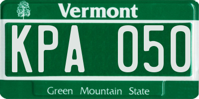 VT license plate KPA050