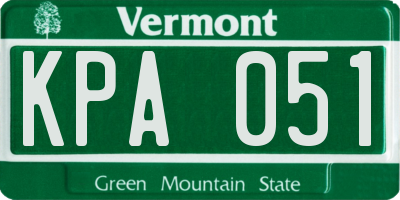 VT license plate KPA051
