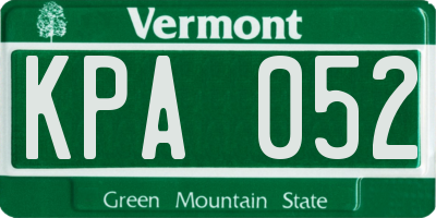 VT license plate KPA052