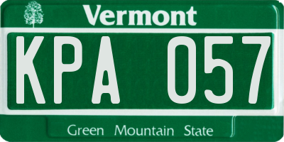 VT license plate KPA057