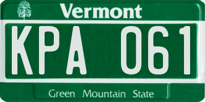 VT license plate KPA061