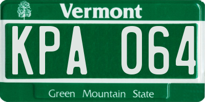 VT license plate KPA064