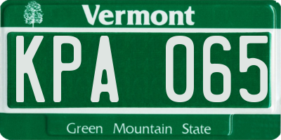 VT license plate KPA065