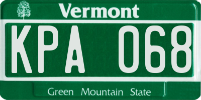 VT license plate KPA068