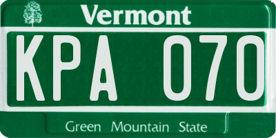 VT license plate KPA070