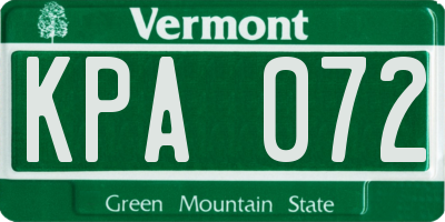 VT license plate KPA072