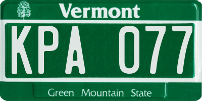 VT license plate KPA077