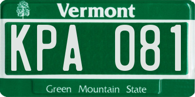 VT license plate KPA081