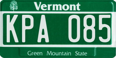 VT license plate KPA085