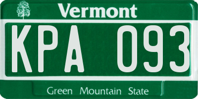 VT license plate KPA093