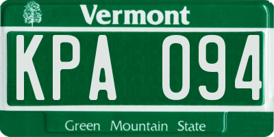 VT license plate KPA094