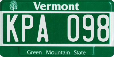 VT license plate KPA098