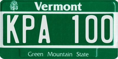 VT license plate KPA100