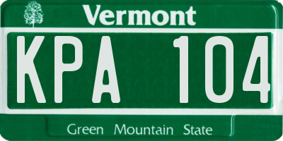 VT license plate KPA104