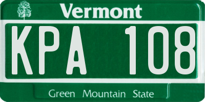 VT license plate KPA108