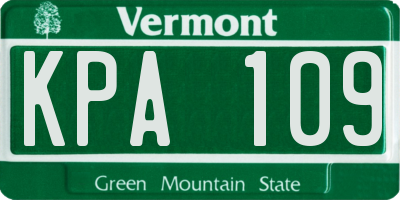 VT license plate KPA109