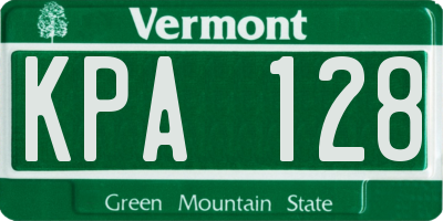 VT license plate KPA128