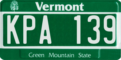 VT license plate KPA139