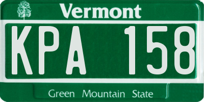 VT license plate KPA158