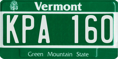 VT license plate KPA160