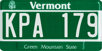 VT license plate KPA179