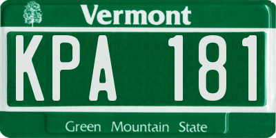 VT license plate KPA181
