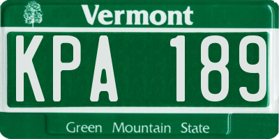 VT license plate KPA189