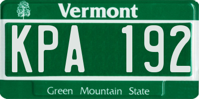 VT license plate KPA192