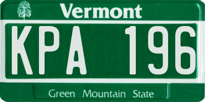 VT license plate KPA196