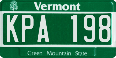VT license plate KPA198