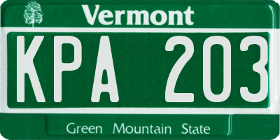 VT license plate KPA203