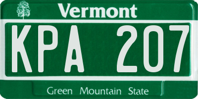 VT license plate KPA207