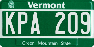 VT license plate KPA209