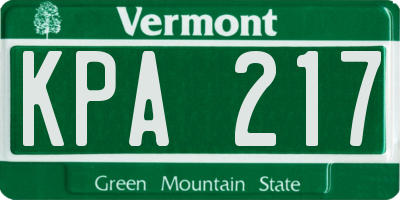 VT license plate KPA217