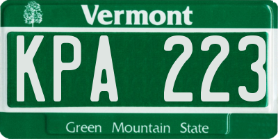 VT license plate KPA223
