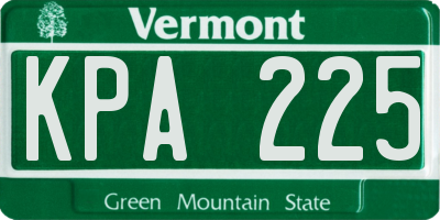 VT license plate KPA225