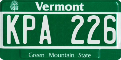 VT license plate KPA226